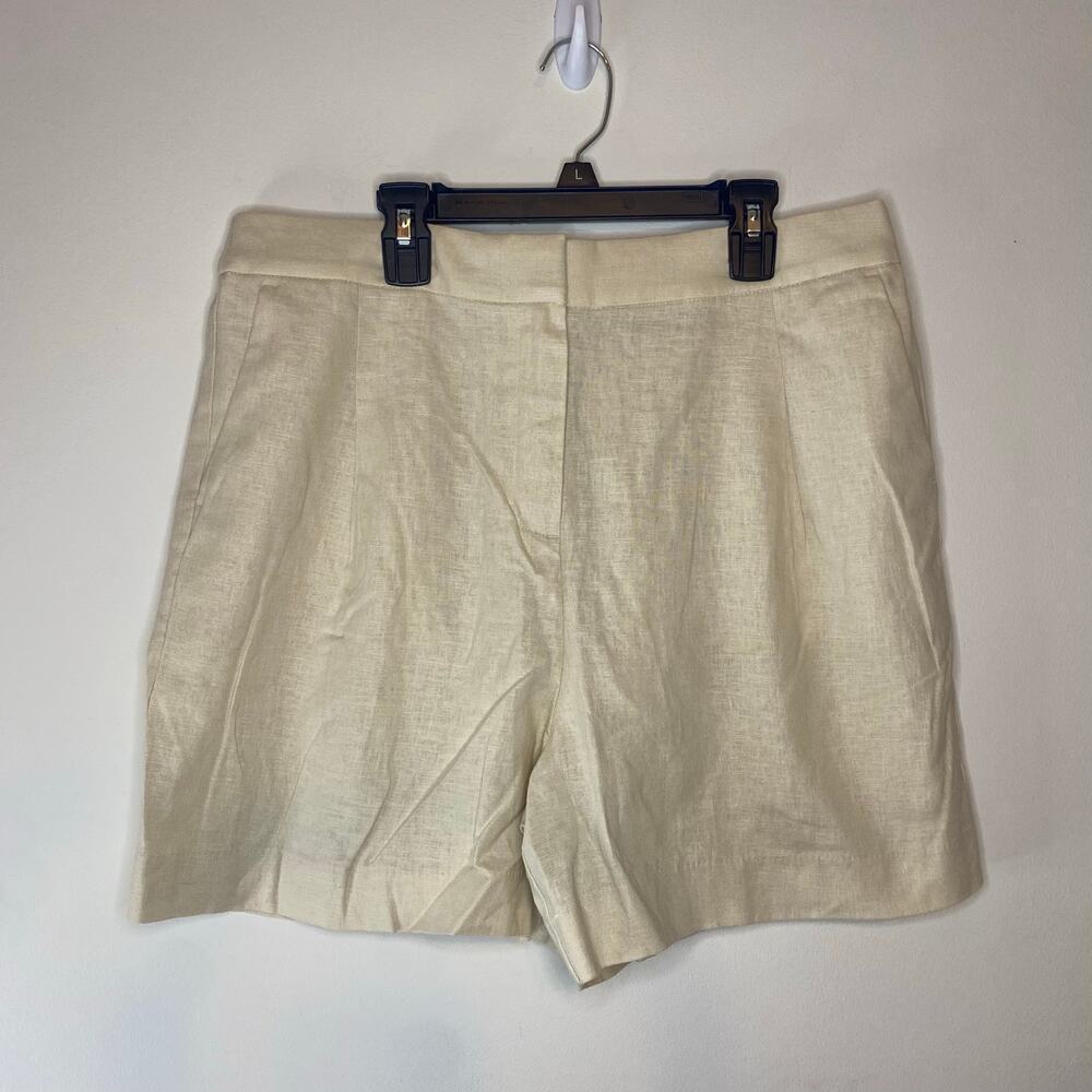 J Crew Linen Blend High Waisted Shorts White Cream Size 12 Beach Coastal Casual